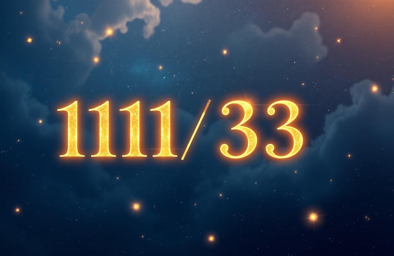 Glowing golden repeating number sequences shimmering in a deep indigo starry sky